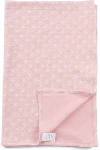 Çift Katlı Müslin Örtü Ve Kese Seti 100X100 Cm Pembe Yapraklar - Pembe