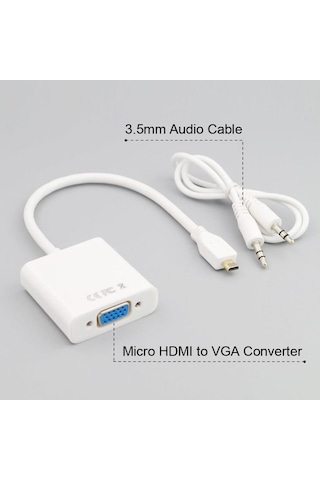 Micro Hdmi To Vga Çevirici Mikro HDMI - VGA Dönüştürücü Adaptör
