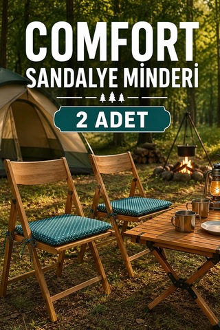 Comfort 2 Adet Sandalye Minderi Bağcıklı Özel Dikişli Süngerli Pamuklu Kumaş Sandalye Minderi Puanlı Çağla