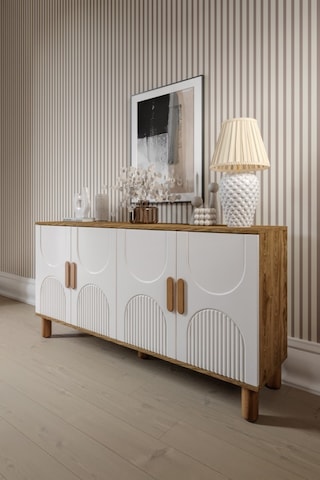 Linea Bohem Konsol 4 Kapaklı Mdf Mebran Kapak 160 Cm Modern Salon Konsolu Aytaşı Ceviz Aytaşı - Çam