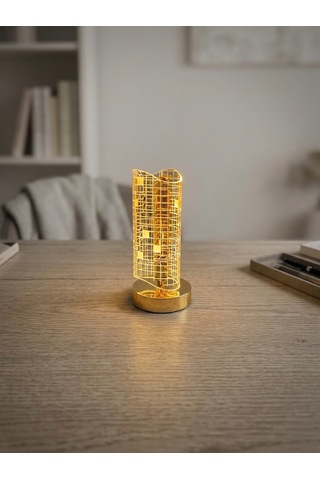 Vezza Home Modern Kristal Şarjlı Dokunmatik Masa Lambası 3 Renk Modlu Gold