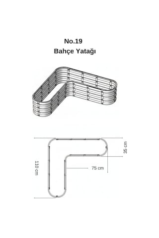 Modüler Yükseltilmiş Bahçe Sebze Yatağı No:19 110x110 Gri