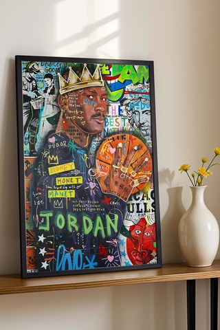 Michael Jordan Çerçeveli Tablo Genç Erkekler Odası Dekoru Street Art