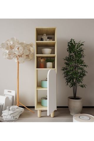 Parma 1 Kapaklı Mutfak Dolap, Kahve Köşesi, Çok Amaçlı Dolap Safir Meşe-beyaz