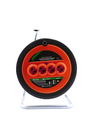 Plastik Makaralı Ev Elektriği Monofaze Seyyar 4 Prizli Uzatma Kablosu 3x2.5 Mm Ttr Kablo 30 Metre