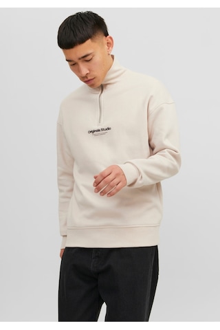 Jack & Jones Dik Yaka Yarım Fermuarlı Sweatshirt - Vesterbro 12241777 Moonbeam Yeşil