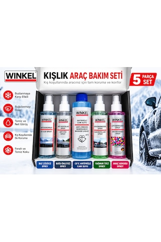 Winkel Kışlık Araç Bakım Seti 5 Parça Buz Çözücü, Buğu Önleyici, -35 C Cam Suyu, Yağmur Kaydırıcı Ve Araç Kokusu