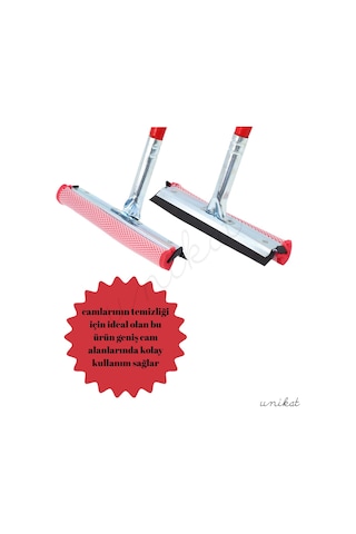 Teleskopik Saplı Cam Yıkama Temizleme Fırçası Sünger İle Silikon Çekçek 1 Adet