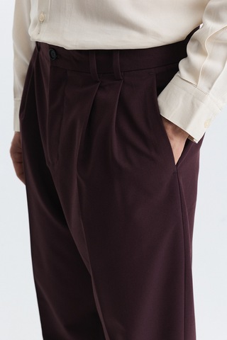 Antioch Pileli Relax Fit Erkek Pantolon Bordo