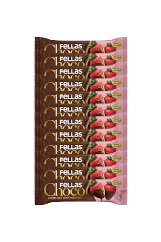 Çikolata Kaplı Meyve Bar Çilek 35gr X12 Çikolata Kaplı Meyve Bar Çilek 35gr X12