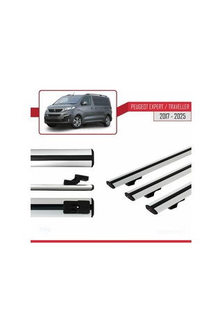 Peugeot Expert 3 Traveller 2017 Ve Sonrası İle Uyumlu Basıc Model Ara Atkı Tavan Barı Gri 3 Adet