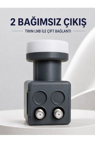 Çift Çıkışlı Twin Lnb 4k Ultra Hd Uyumlu Ku Band Uydu Anten Başlığı 0.1 Db - Lisinya