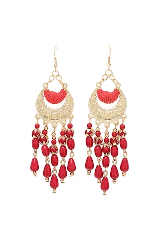 Tenfowee Kadınlar İçin Kırmızı Retro Stil Alüminyum Tassel Küpe, Hafif Ve Konforlu, Hediye Kutulu 2 Adet, Boho Vintage Dekoratif Kulaklıklar Diğer