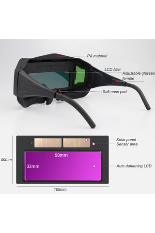 Güneş Enerjili Otomatik Kararan Kaynak Gözlükleri Kaynak Güvenlik Koruyucu Gözlükler Kaynakçı