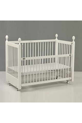 Meltem Kids Kral Sallanır Ahşap Anne Yanı Beşik 60x120 cm (beyaz ) Beyaz