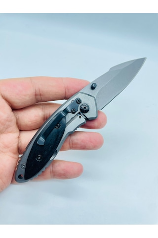 Sibirya Marka Siyah Ahşap Kasa Metal Kamp Bıçak //15cm-s15 Gri - Siyah