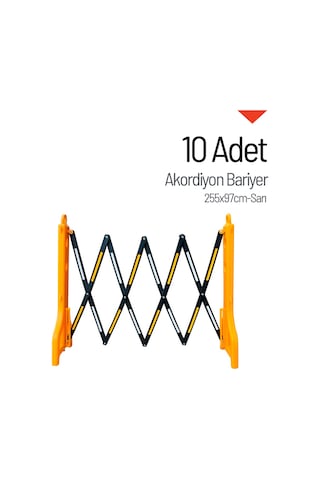 10'lu Akordiyon Bariyer Seti Sarı 255 X 97 Cm-3653