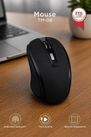 Delux Serisi Hızlı Taşınabilir Aksesuar Mouse Optik Kablosuz Fare Tm08 Siyah