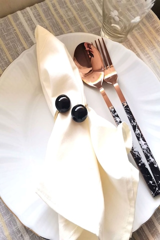 6 Adet Black Pearl Gold Metal Halkalı Peçete Yüzüğü