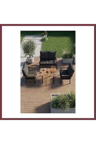 Storeşahin Metal Bahçe Oturma Grubu Minderli Gri 4'lü Set Shn0720