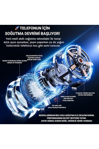 Polham Profesyonel 7000rpm Turbo Buz Tipi Manyetik Telefon Soğutucu Magsafe Uyumlu, Rbg Led Işıklı