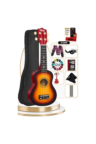 Midex Ukx-901sb Sunburs Soprano Ukulele Askı Çanta Metod Pena