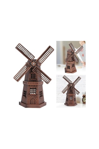 Vintage Metal Hollanda Yel Değirmeni Biblo Antik Bakır 17 Cm