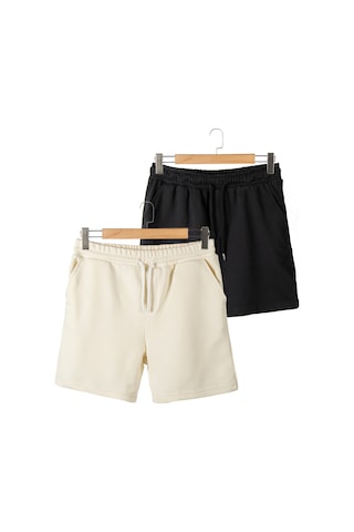 Terapi Men 2'li Erkek Siyah - Ekru Basic Regular Fit Şort & Bermuda Siyah-ekru