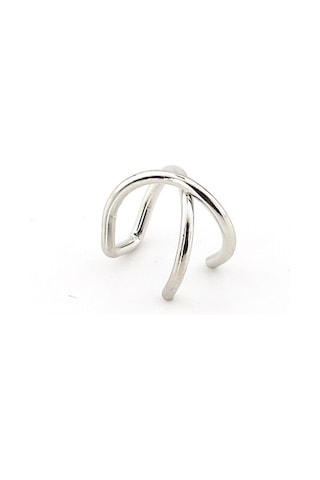 Parlak Gümüş Renkli Earcuff Kulak Kelepçesi Çapraz Sarmal Ex089 Beyaz