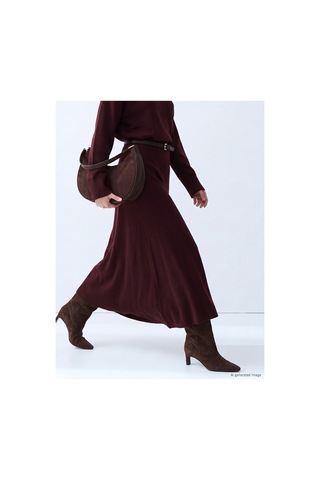 Lc Waikiki Nevavm Farkıyla Lcw Modest Bordo Triko Düz Uzun Kadın Etek Bordo - 931525520 Bordo