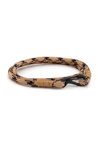 Sütlü Kahve Paracord Metal Kanca Iki Sira Erkek Bileklik M011H Kahverengi
