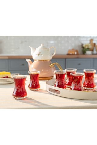 Madame Coco Lavem-white Flowers 6-lı Çay Bardağı Seti 1kbard0568155ml-std Şeffaf