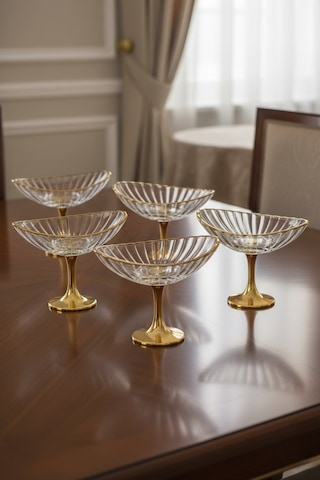 Oval Optikli Metal Ayaklı Sunumluk 6 Lı Gold Altın