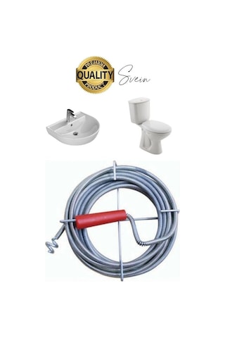 Premium 15 Metre Tıkanıklık Kanal Açma Klozet Gider Açıcı Boru Temizleme Spiral Tel Susta Manuel Uç