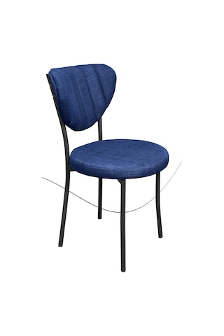Nemeron Elit Mutfak Sandalyesi Keten Kumaş Metal Sandalye Silinebilir Kafe Salon Sandalyesi - Lacivert Lacivert
