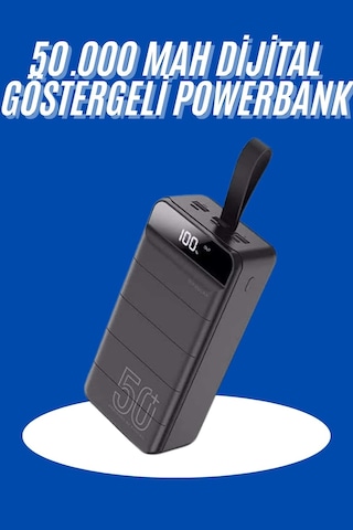 Powerbank 50.000 Mah Dijital Göstergeli Taşınabilir 4 Portlu Hızlı Powerbank renkli