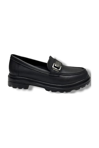 Fancy 836-26 Deri Loafer Tokalı Anatomik Kadın Ayakkabı Siyah