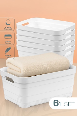 Vienev 6'lı 10,8 Litre Saklama Kutusu Beyaz Beyaz