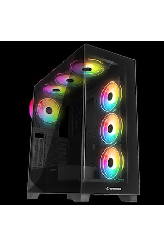 Rampage Hydra V3 Camlı 7 x 12 Cm Rgb Fan Atx Gaming Kasa Black