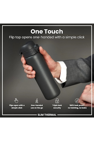 Ion8 - İnce Su Termosu - Gri - 500 Ml - Sızdırmaz