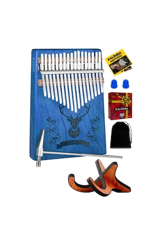 Midex Klx-454g-pak Hakiki Ağaç Geyik Desenli Kalimba 17 Tuşlu Full Set