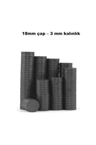 Dünya Magnet 50 Adet 18x3 Mm Yuvarlak Mıknatıs, Çok Amaçlı, Süsleme Mıknatısı, Ferrit Magnet