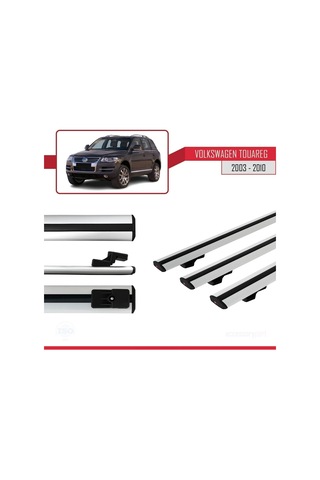 Volkswagen Touareg 2003-2010 Arası İle Uyumlu Basic Model Ara Atkı Tavan Barı Gri 3 Adet