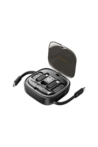 Essager 7in1 Makaralı 60w Type-c Şarj Kablosu Ve Type-c To Usb Lightning Dönüştürücü Seyahat Şarj Kablosu