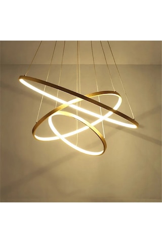 Gold / Oxygen / 80-60-40 Cm / 3 Renk Işık / Sarkıt Avize / 3 Yıl Gold Sarı