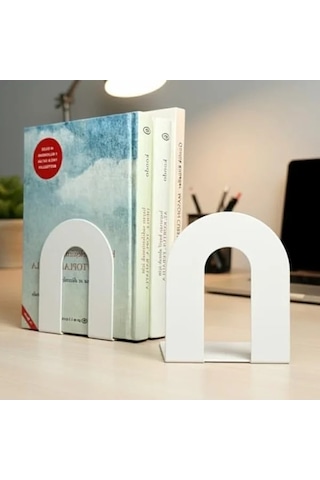 2'li Metal Kitap Desteği, Beyaz Dekoratif Aksesuar
