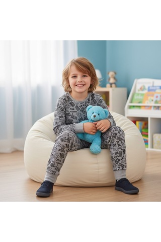 Bonbon Çocuk Desenli 2'li Pijama Takımı Cb1000 Gri