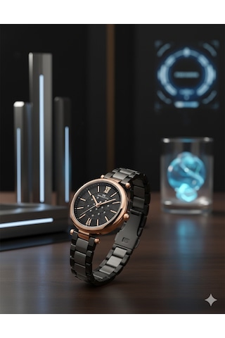 For Motion Kadın Kol Saati Altın Renk, Siyah Kadran - Fm.b01164m.04, 2 Yıl Garantili Altın