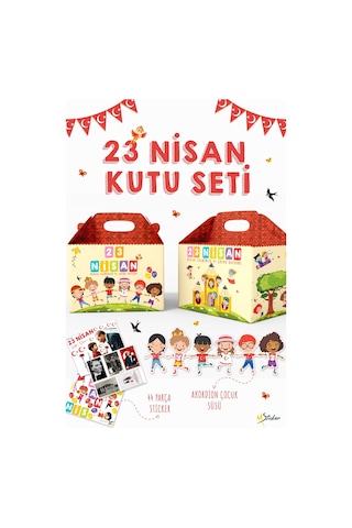 23 Nisan Hediye Kutusu, Özel Tasarım 8 Adet Çocuk Bayramı Hediye Kutusu 44 Mini Sticker Ve Çocuk Süs