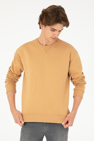 U.S. Polo Assn. Erkek Bisiklet Yaka Camel Basic Şardonlu Sweatshirt 50295148-VR015